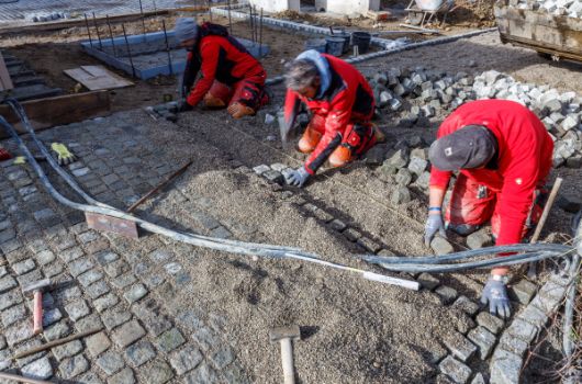 Pflasterung der Zugangswege