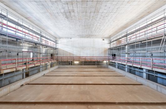 Innenansicht Rohbau Schwimmhalle