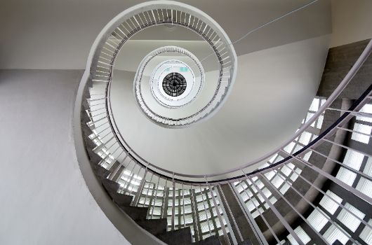 Ein Highlight: Das Glasbausteintreppenhaus