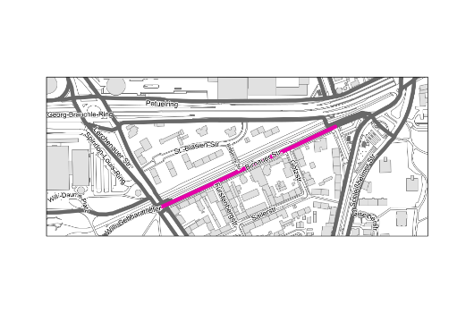 Birnauer Straße zwischen Lerchenauer Straße und U-Bahn-Station Petuelring