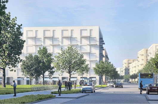 Perspektive Stadtgarten / Quartiersplatz von Süden