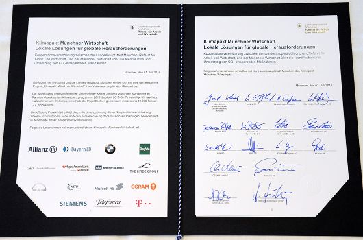 Kooperationsvereinbarung Klimapakt Münchner Wirtschaft